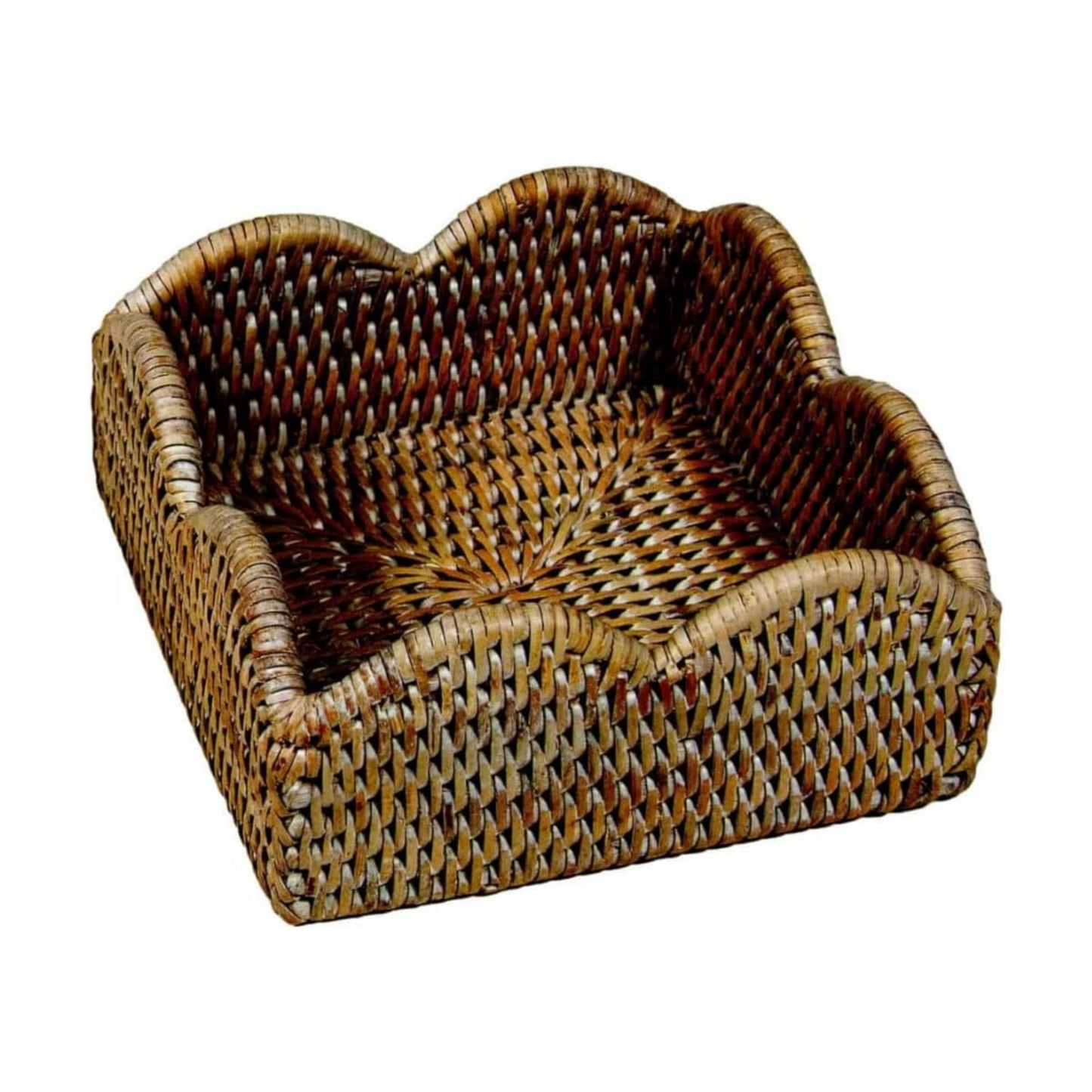 Rattan Scalloped Napkin Holder / Cocktail / Natural
