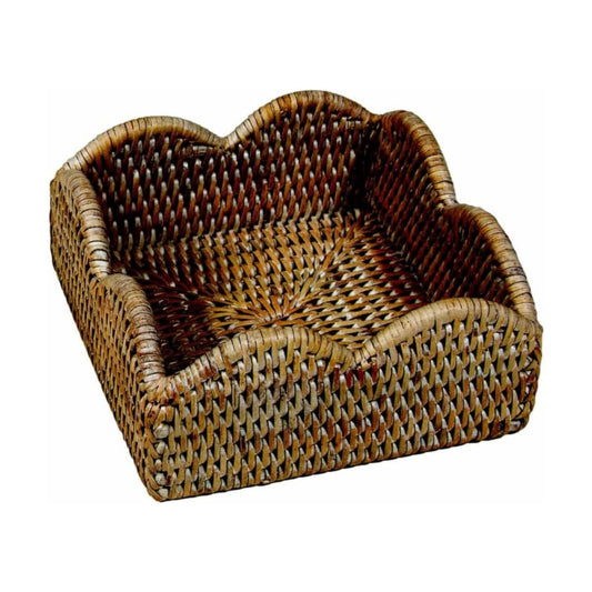 Rattan Scalloped Napkin Holder / Cocktail / Natural