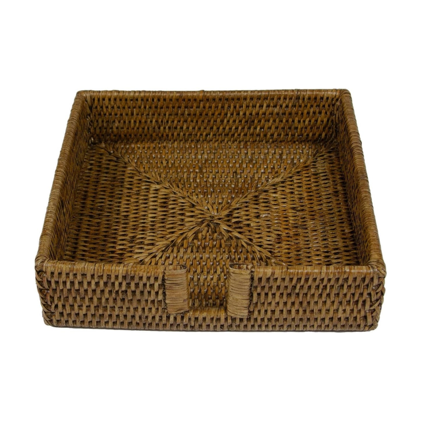 Rattan Dinner Napkin Holder / Natural / 9 x 9 x 2.5
