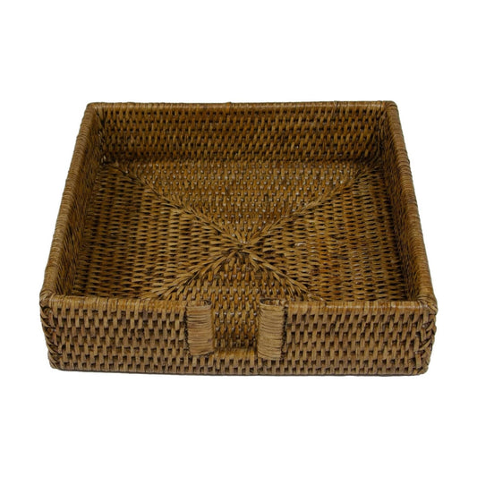 Rattan Dinner Napkin Holder / Natural / 9 x 9 x 2.5