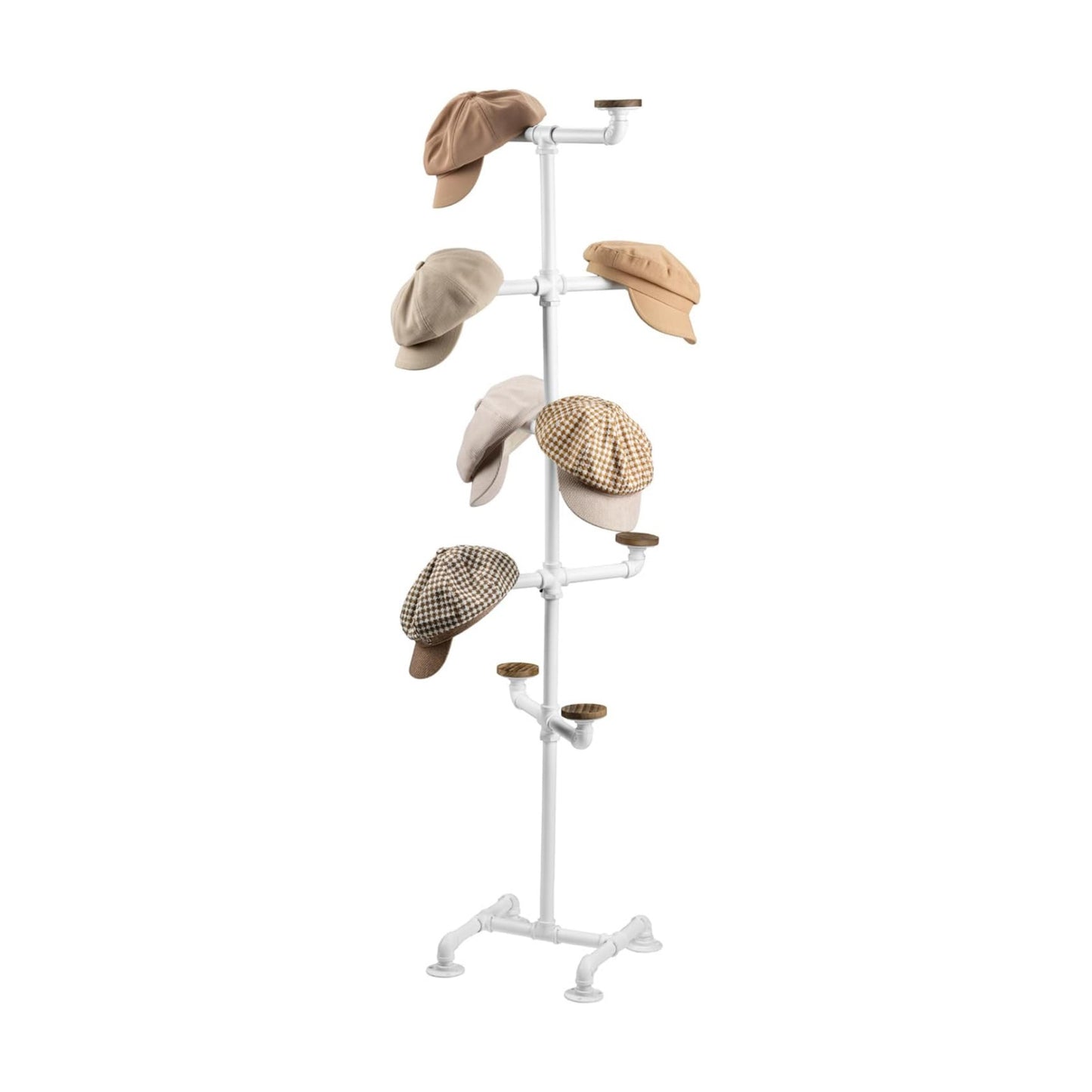 MyGift Hat Organizer Rack, Freestanding Baseball Cap Holder Display, Cowboy Hat Tree Entryway, Decorative Pipework