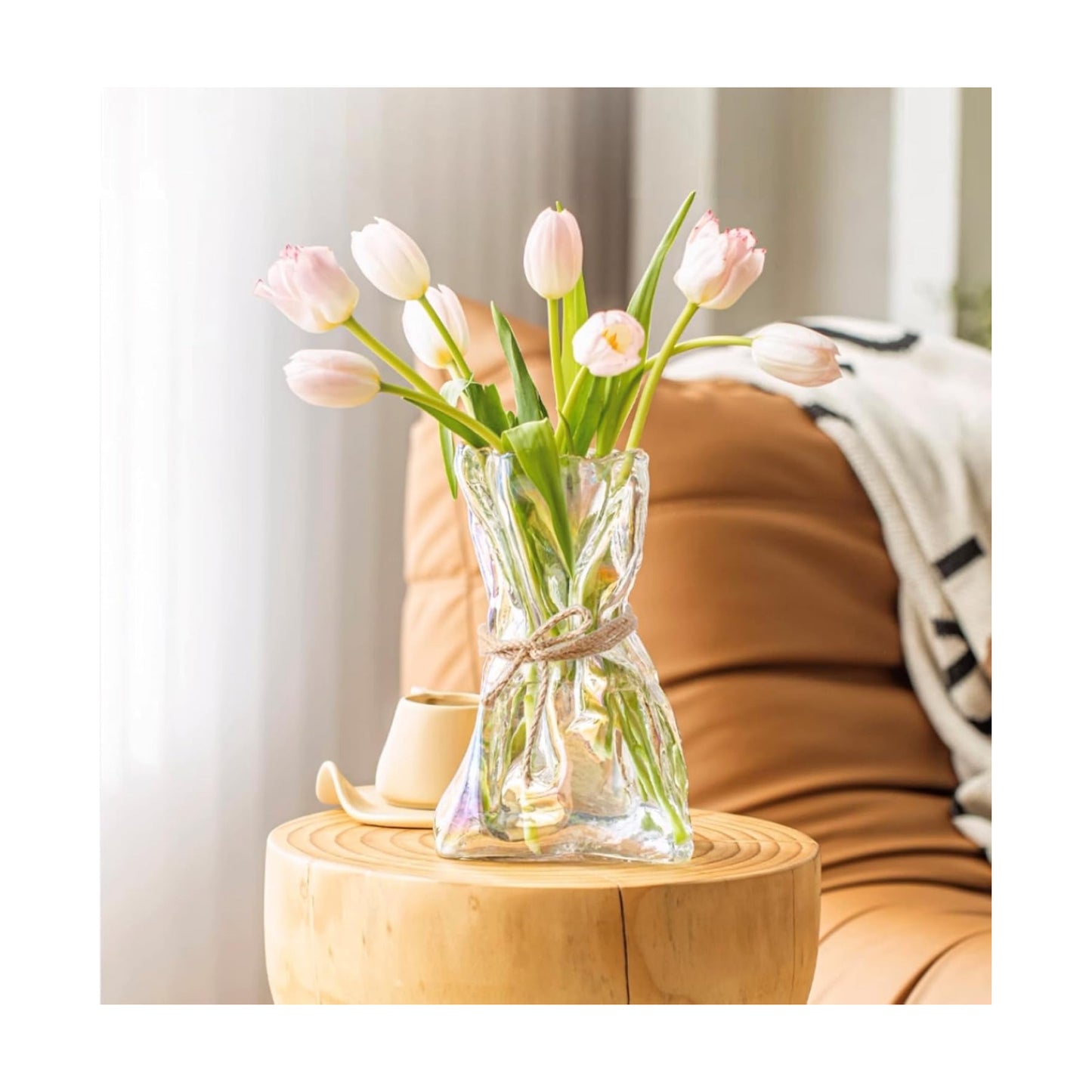 Glass Flower Vase / Colorful / Small / Clear / 6 Inch