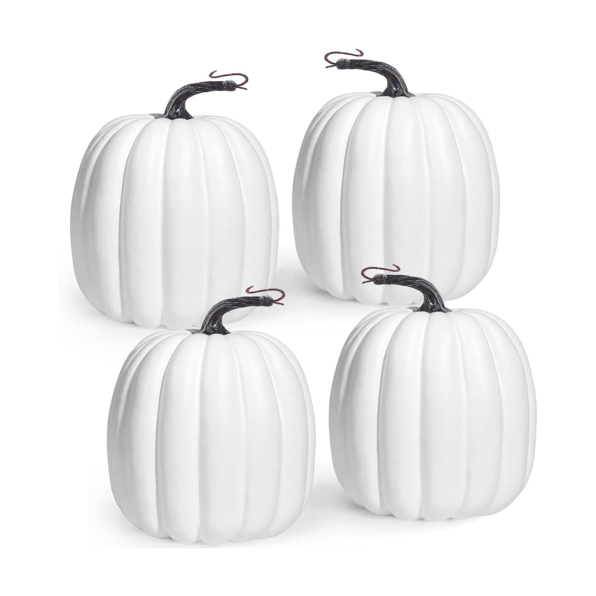 Artmag 6 Inch Large Artificial Pumpkins, 4PCS Big White Faux Foam Harvest Pumpkins for Fall Autumn Thanksgiving Seasonal Holiday Decor
