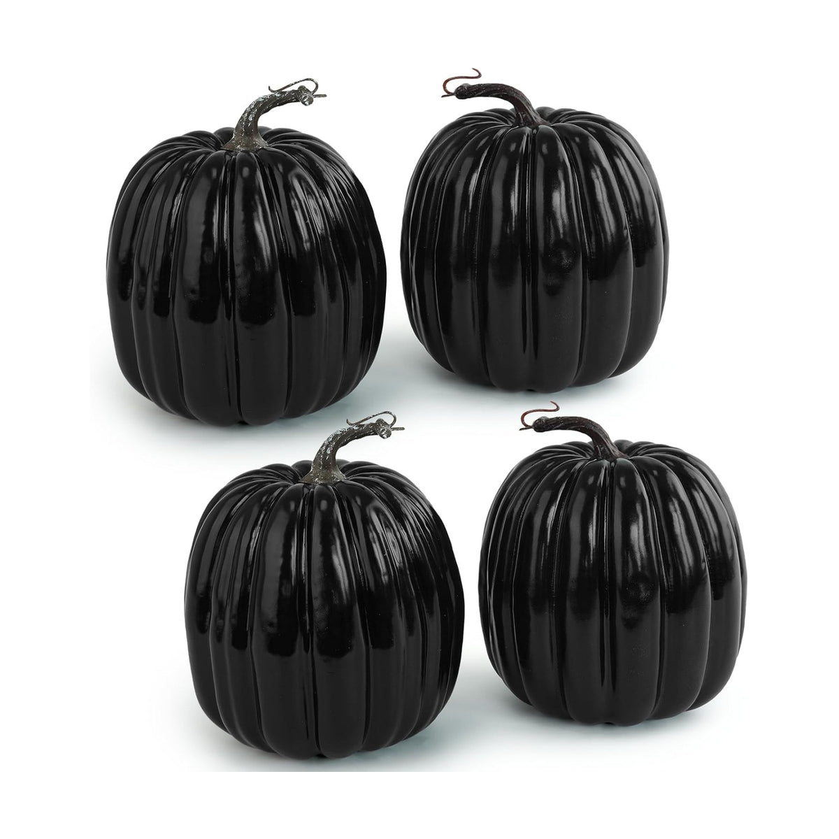 Artmag 6 Inch Large Artificial Pumpkins, 4PCS Big Black Faux Foam Harvest Pumpkins for Fall Autumn Thanksgiving Seasonal Holiday Decor