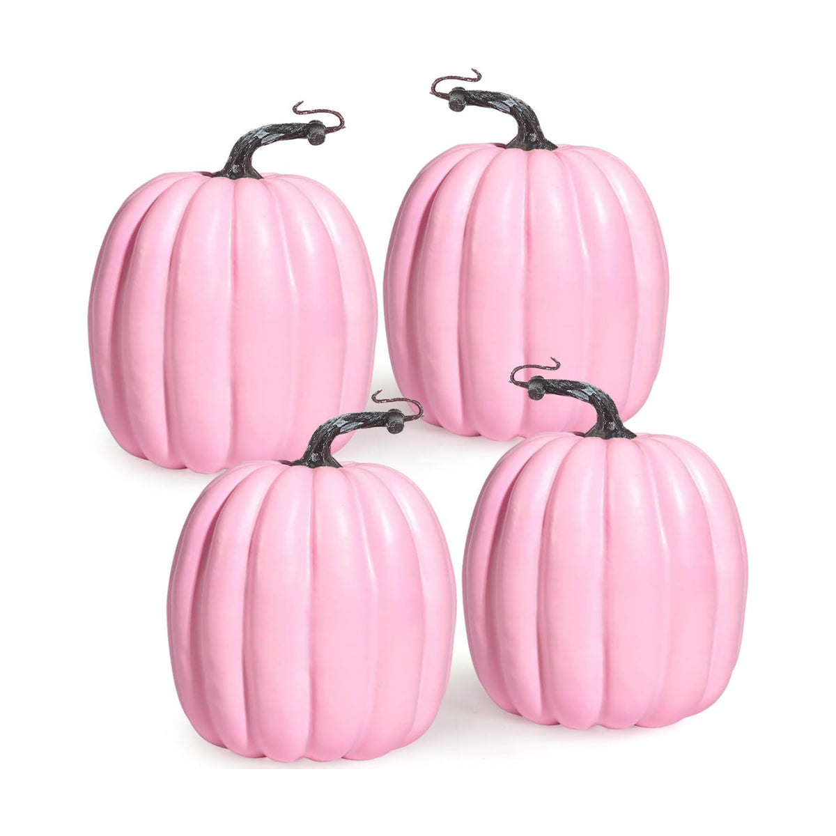 Artmag 6 Inch Large Artificial Pink Pumpkins, 4PCS Faux Foam Harvest Pumpkins for Fall Autumn Thanksgiving Seasonal Holiday Decor