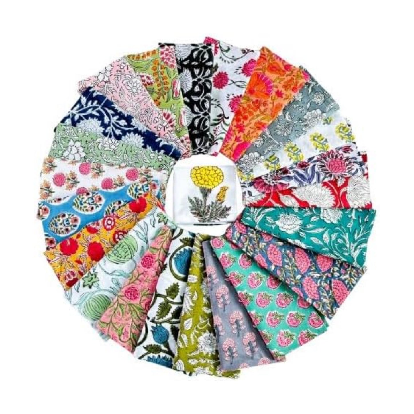 Assorted Mix and Match Hand Block Floral 100% Cotton Cloth Napkins Perfect for Kids,Wedding Events,Home Parties and