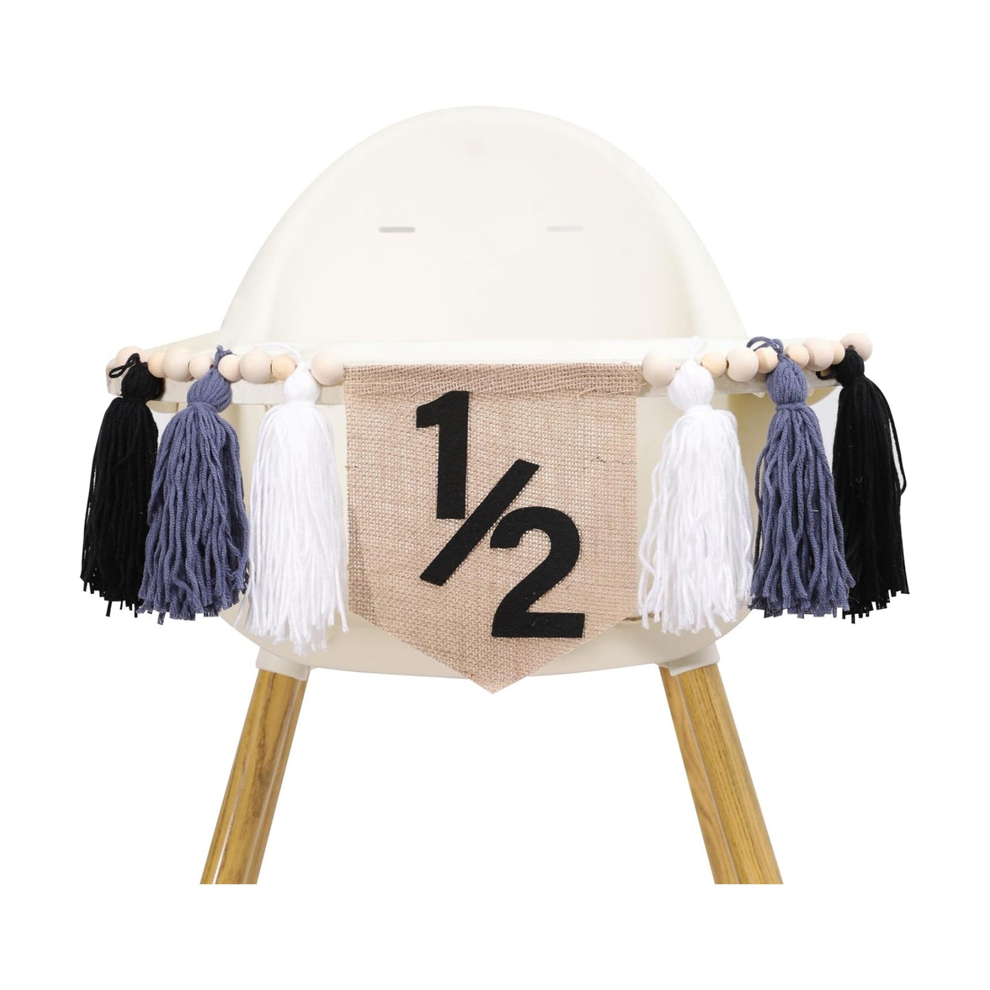 Tassel Wood Bead Highchair Garland / Black