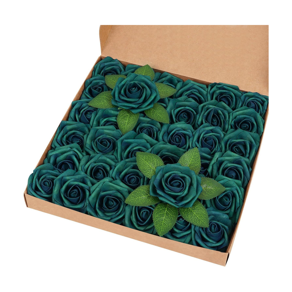 BLEUM CADE 36Pcs Artificial Flowers Fake Foam Roses with Stems for Wedding