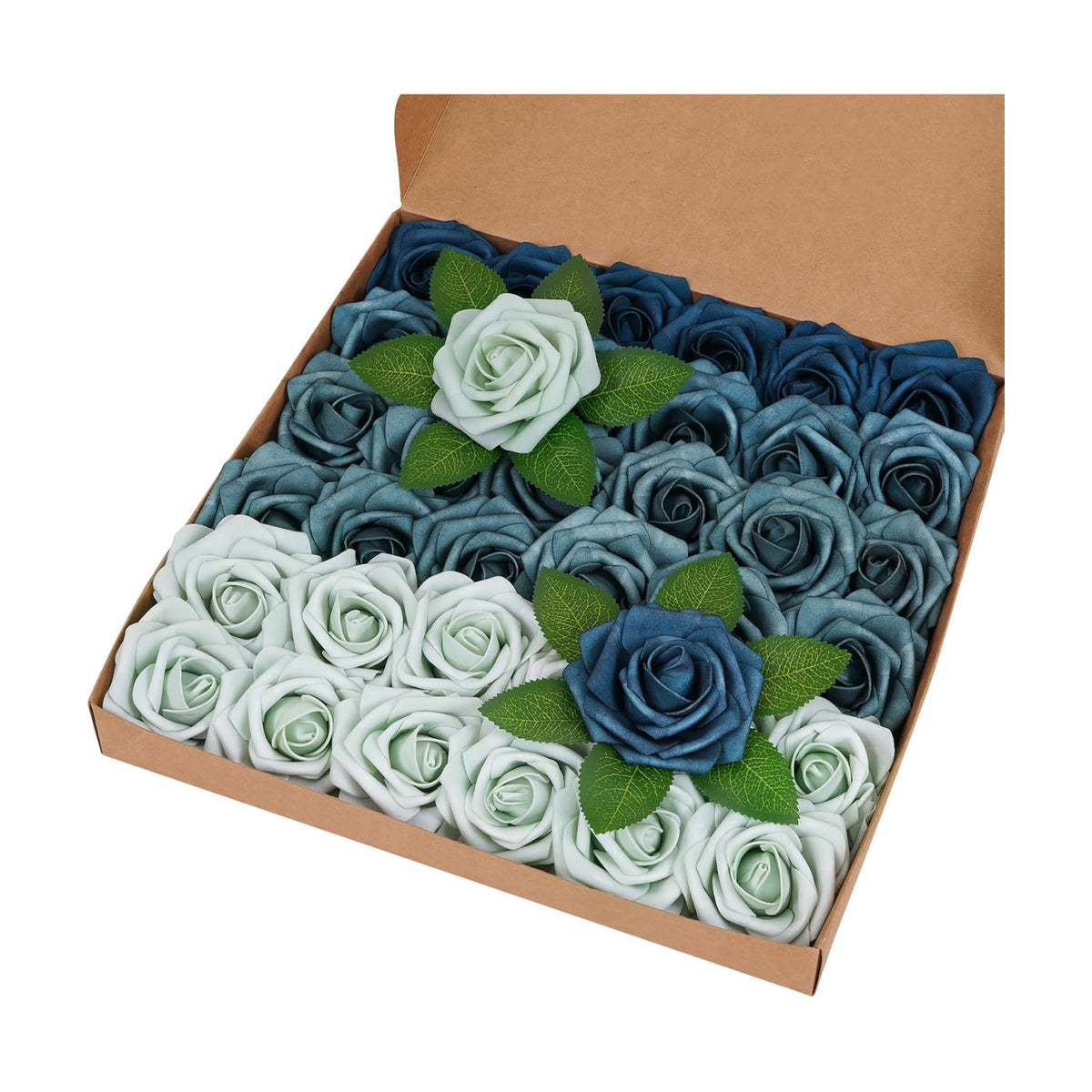 BLEUM CADE 36Pcs Artificial Flowers Fake Foam Roses with Stems for Wedding
