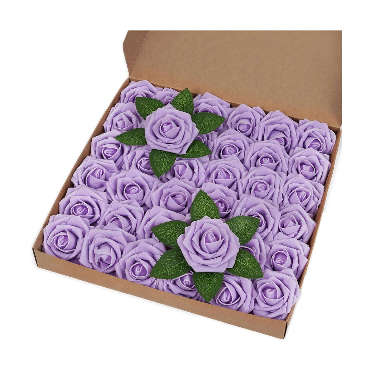 BLEUM CADE 36Pcs Artificial Flowers Fake Foam Roses with Stems for Wedding