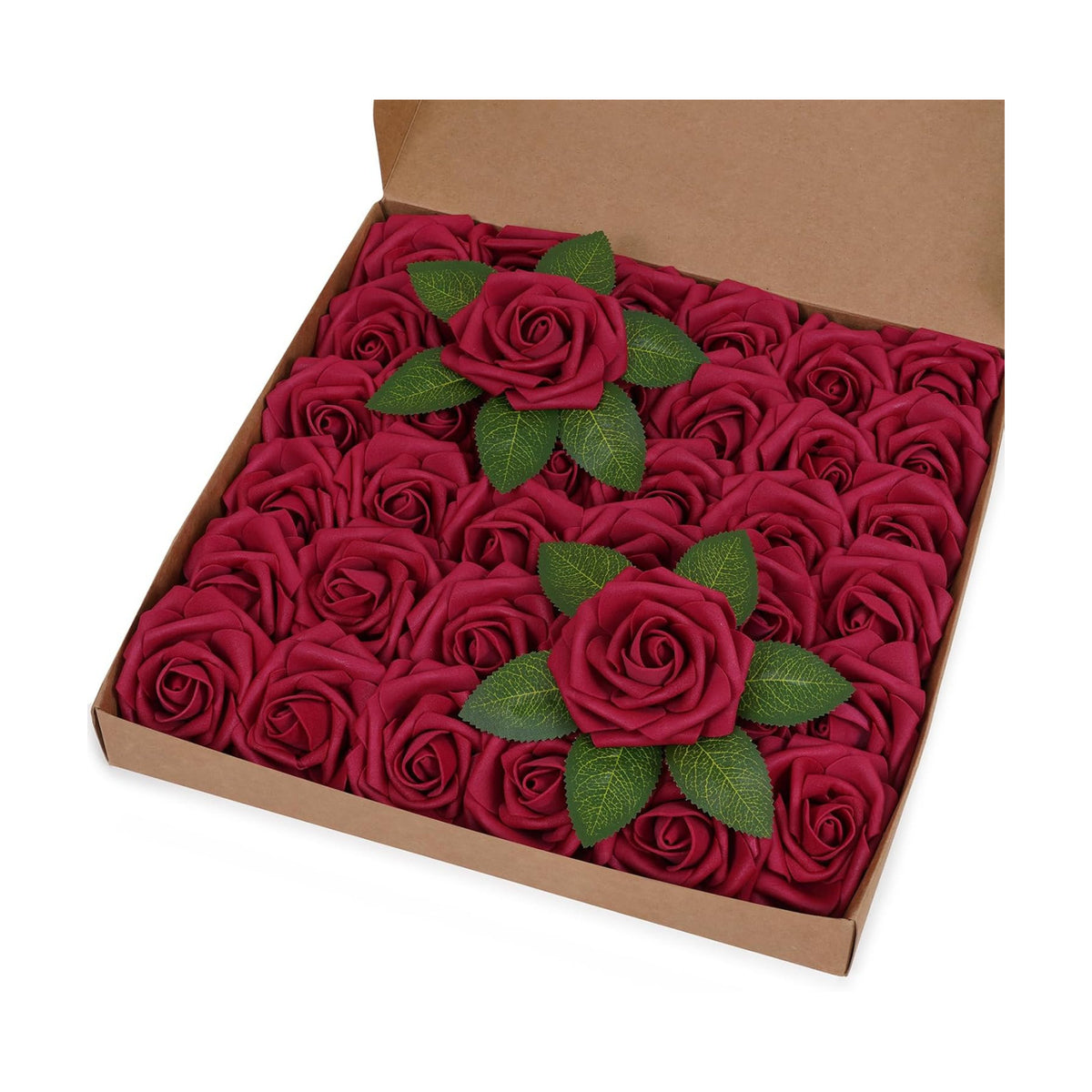 BLEUM CADE 36Pcs Artificial Flowers Fake Foam Roses with Stems for Wedding