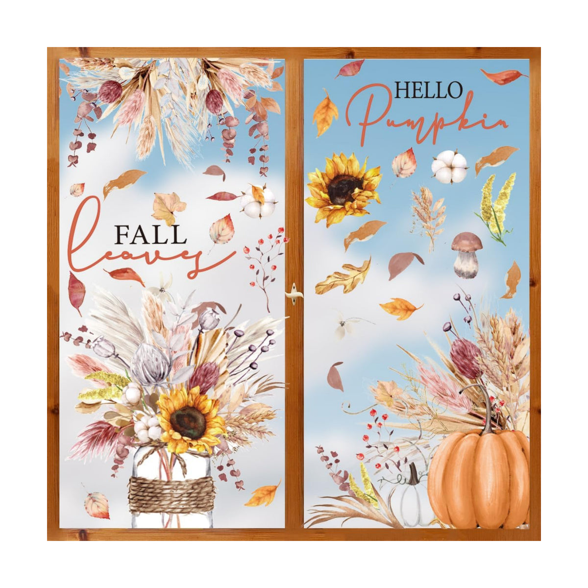 Horaldaily 73Pcs Fall Thanksgiving Window Clings, Harvest Colorful Leaves