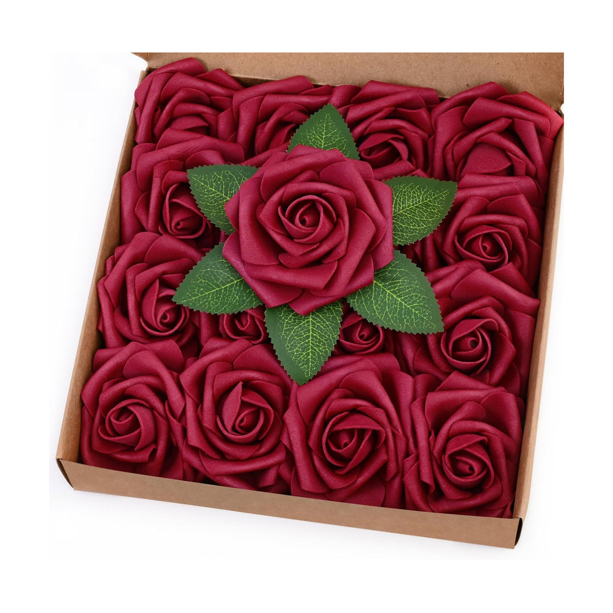 BLEUM CADE 16Pcs Artificial Flowers Fake Foam Roses with Stems for Wedding
