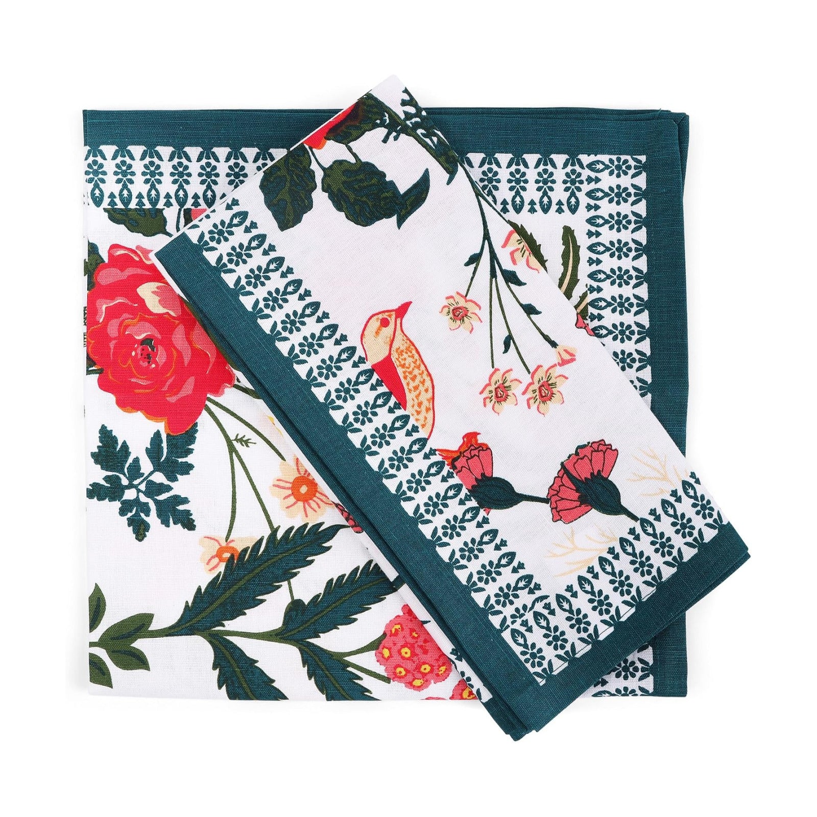 NATURALCRAFT Cloth Napkins Set of 12 Cotton Linen Flower Garden | 20x20 inch Washable Reusable Fabric Soft Durable
