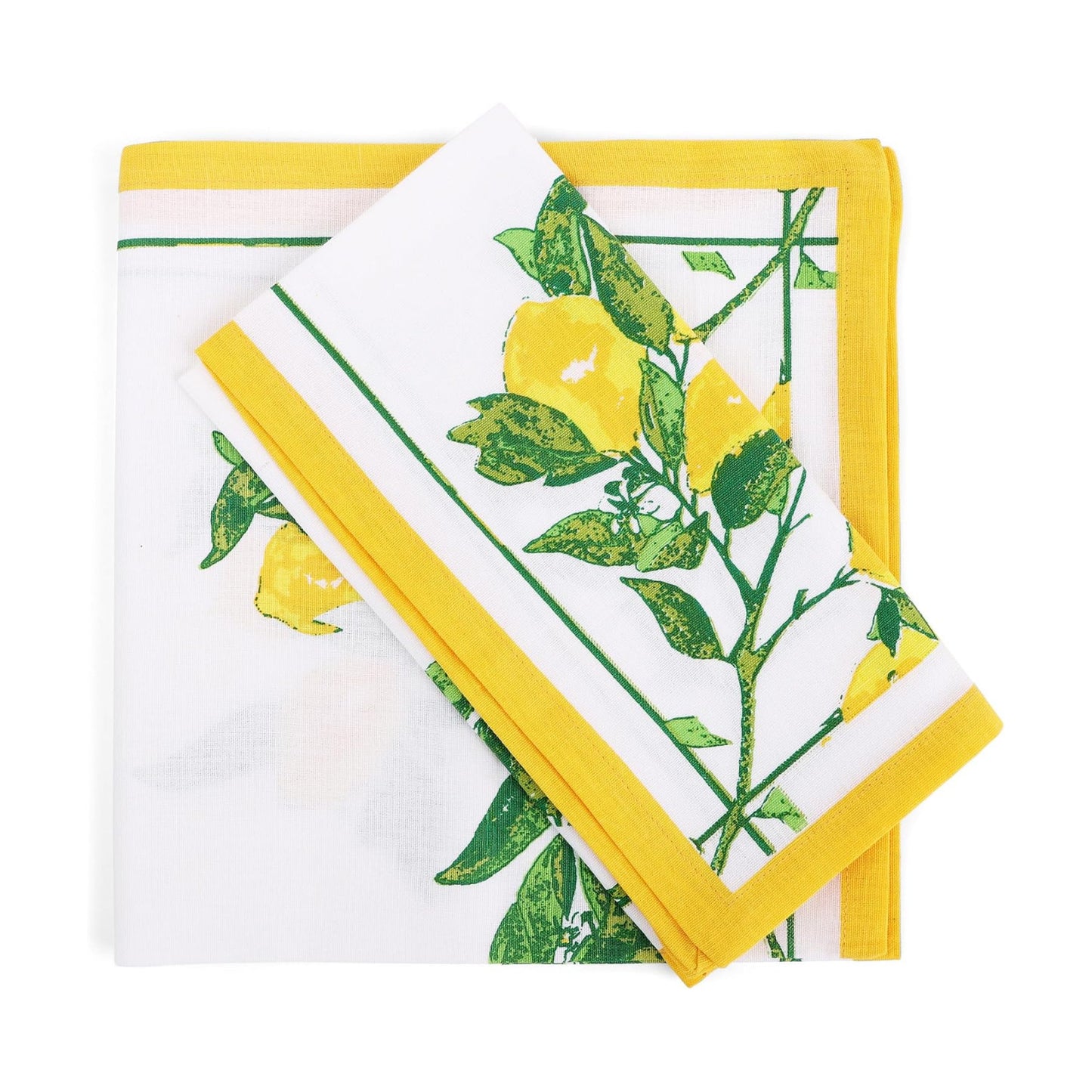 NATURALCRAFT Printed Cloth Napkins Set of 12 Cotton Linen Lemon Print | 20x20 inch Washable Reusable Fabric Soft