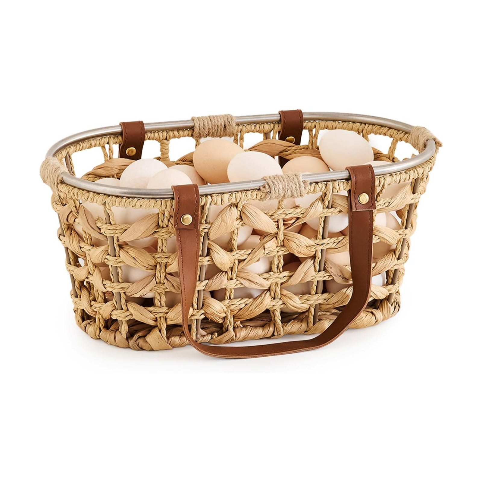 Egg Baskets for Collecting Fresh Eggs Farmhouse Handmade Wicker Hyacinth Egg / Oval-water Hyacinth