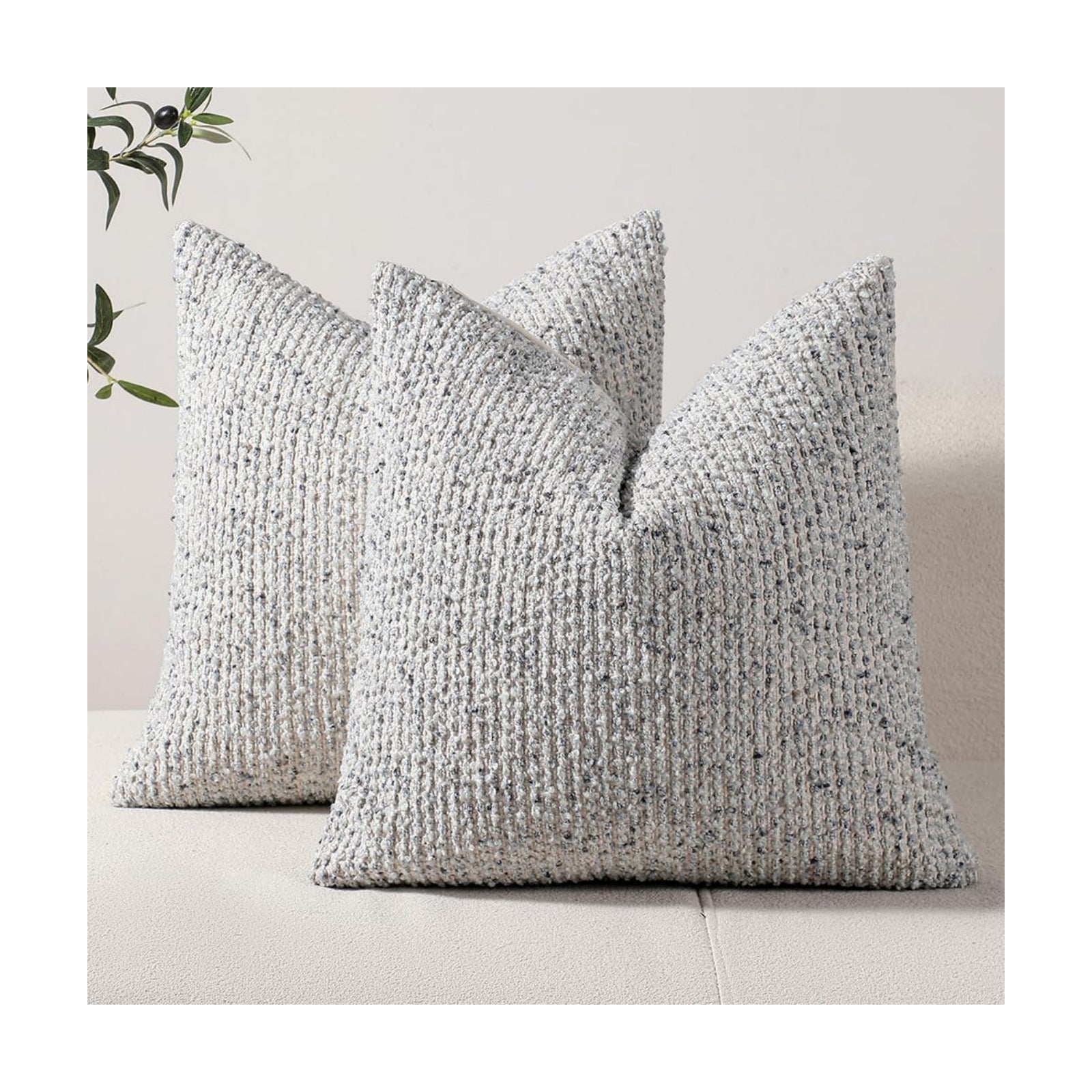 Striped Throw Pillow Covers Textured Boucle Chic Morden Boho Accent / Blue / 18 x 18 / Set of 2