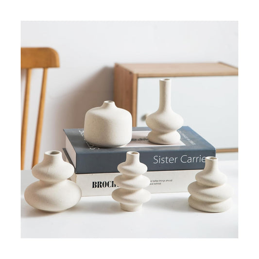 Small White Ceramic Vases / Matte White Vase / Set of 5