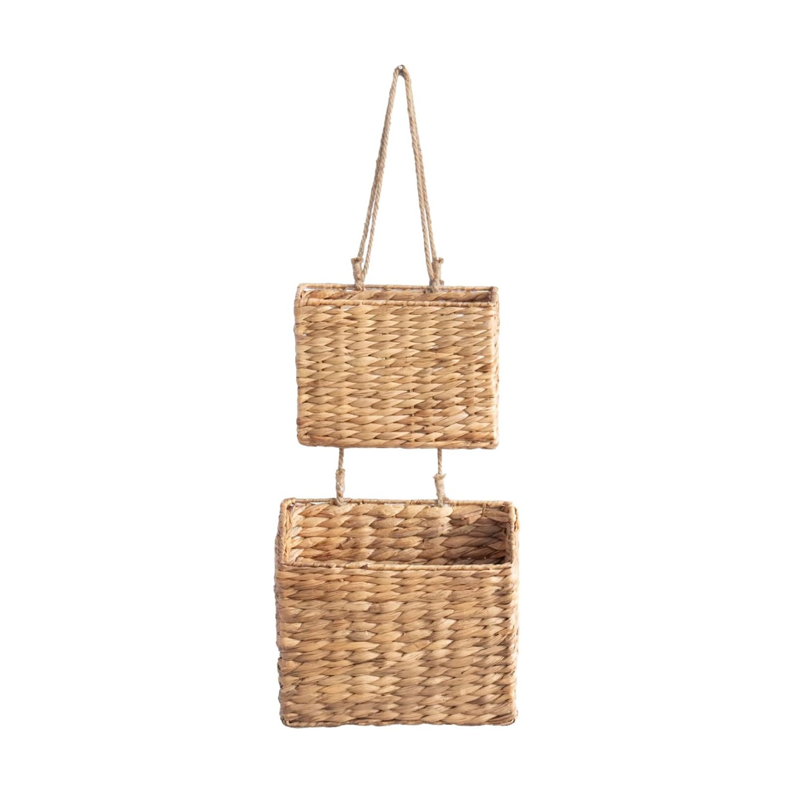 Woven Water Hyacinth Hanging Basket 2-Tiered Storage Baskets Hanging Organizer Hanging / Trapezoid