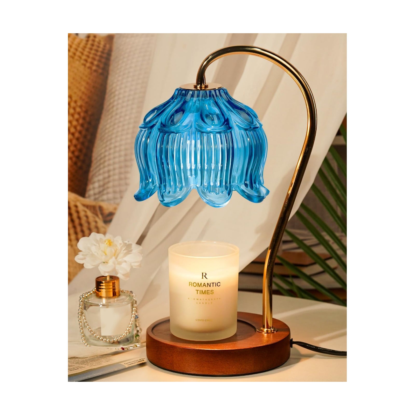 Funistree Flower Candle Warmer Lamp with Timer, Dimmable Candle Lamp Warmer, Christmas Birthday Gifts for Women Mom