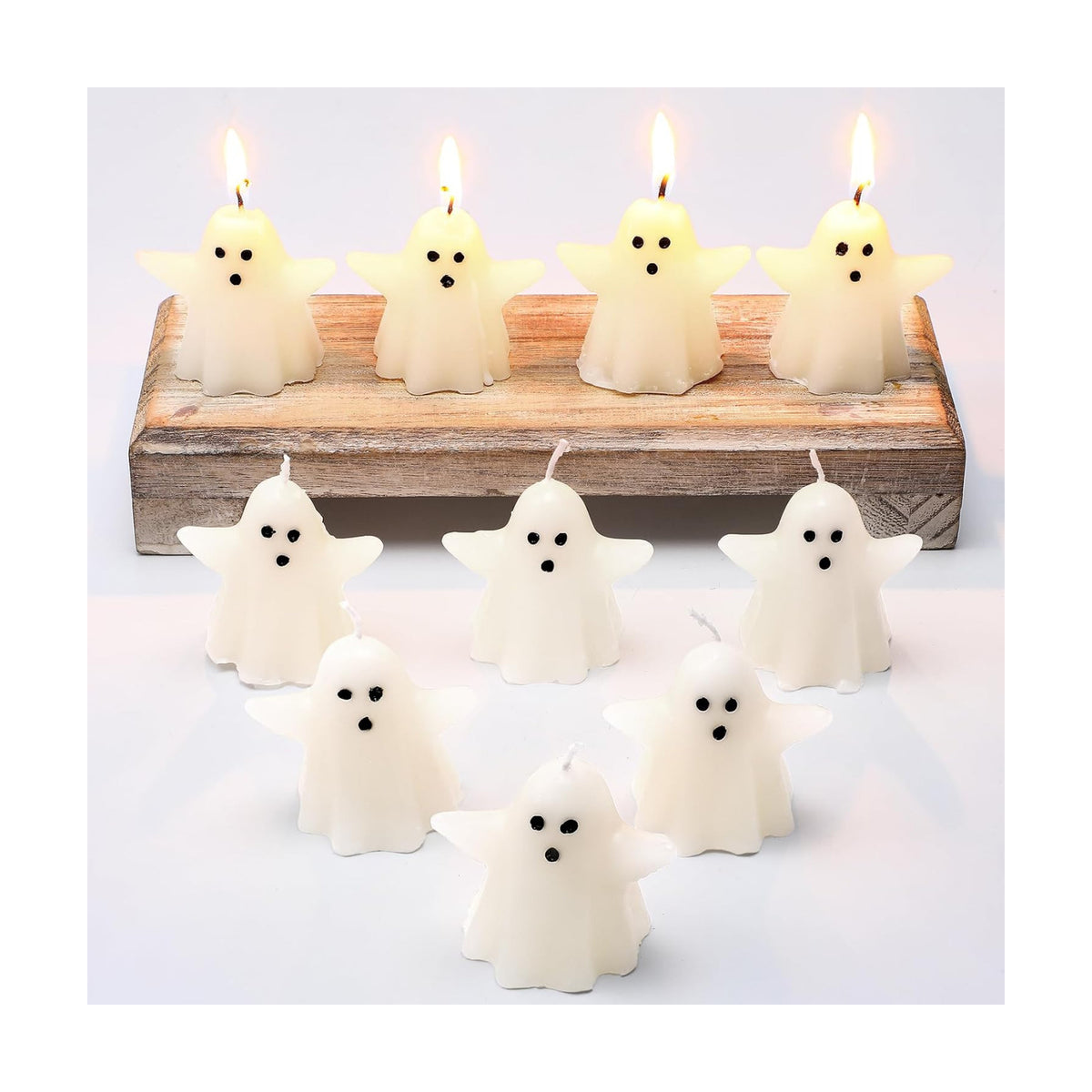 Jutom 10 Pcs Halloween Ghost Candles Mini Ghost Decor, Spooky