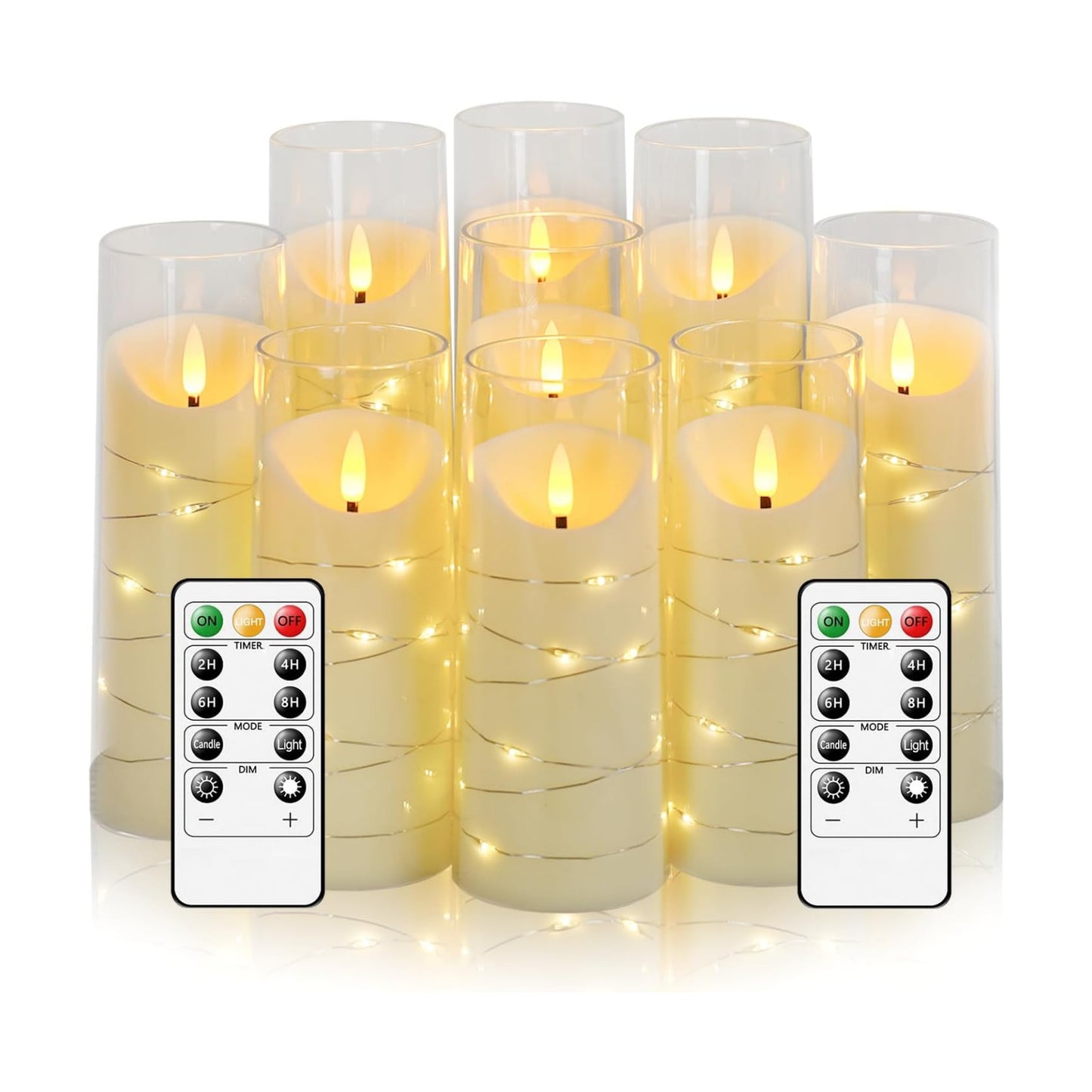 Eebuss Flameless Candles with Embedded Star String, Battery Operated LED Pillar Candles with Timer and Remote