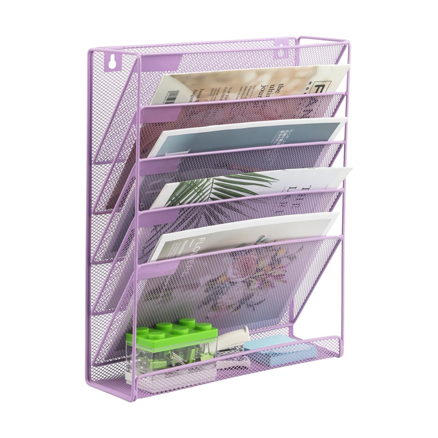 Desk File Organizer Mesh 6 Tier, Hanging Wall Mount Document Organization Stand, Desktop Vertical Mail Paper Folder