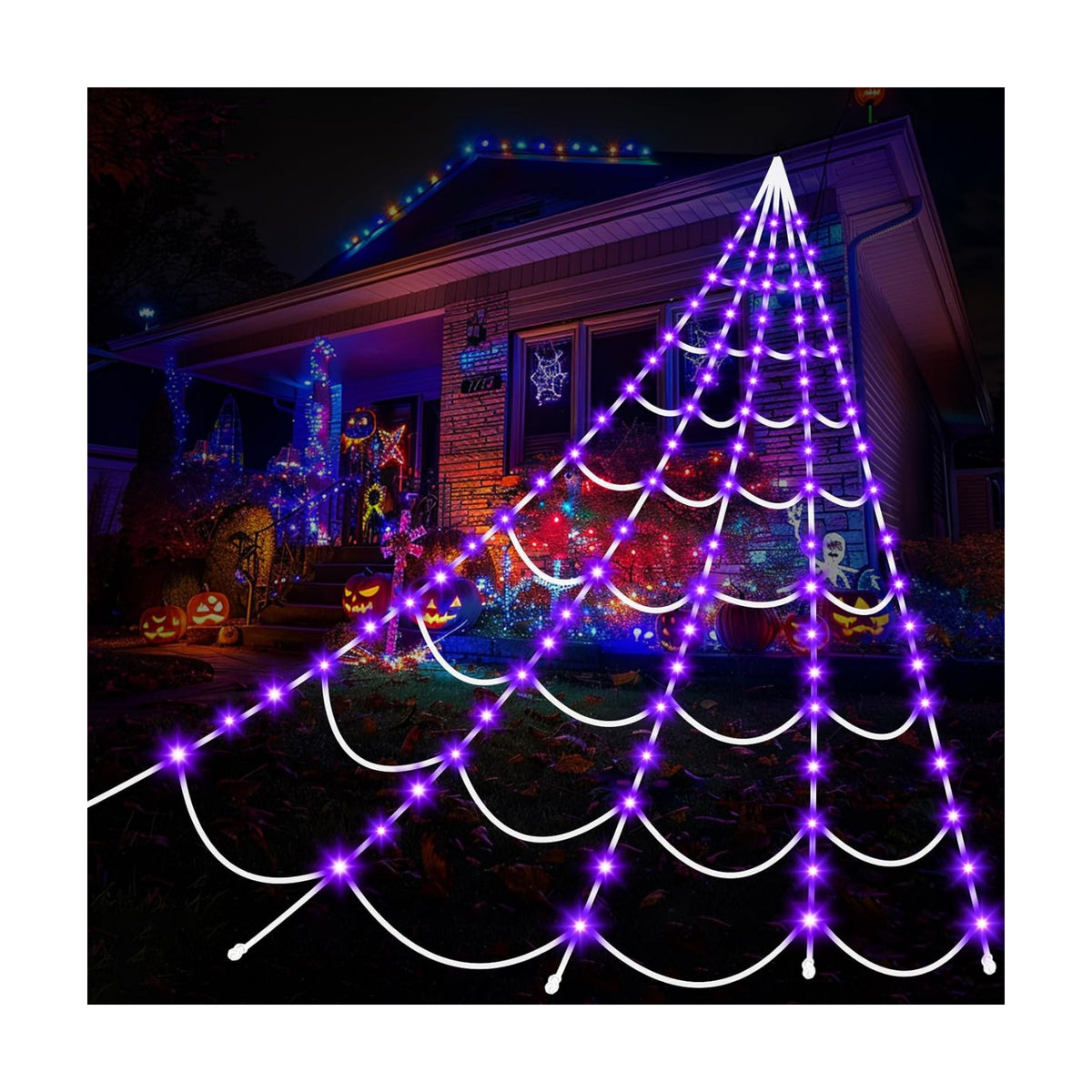 Halloween Decorations Outdoor Spider Web: Giant Light Up Spider Webs Decor