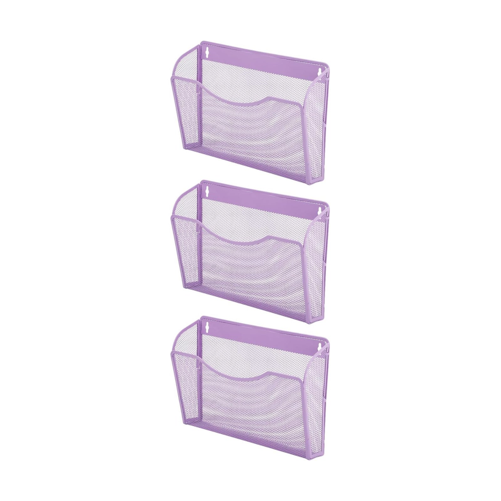 3 Single Pocket Mesh Hanging File Organizer, Vertical Wall Mounted Magazine File Holder, Mount Basket Mail Paper