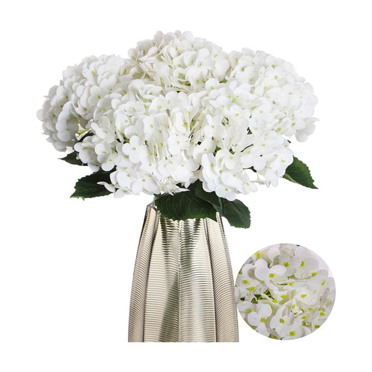 Kimura‘s Cabin Hydrangea Artificial Flowers Real Touch Latex Fake Hydrangeas / White / Set of 5