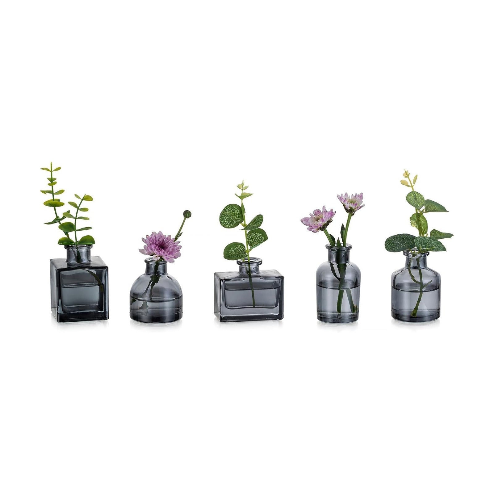 Glass Bud Vase / Gray / Set of 5