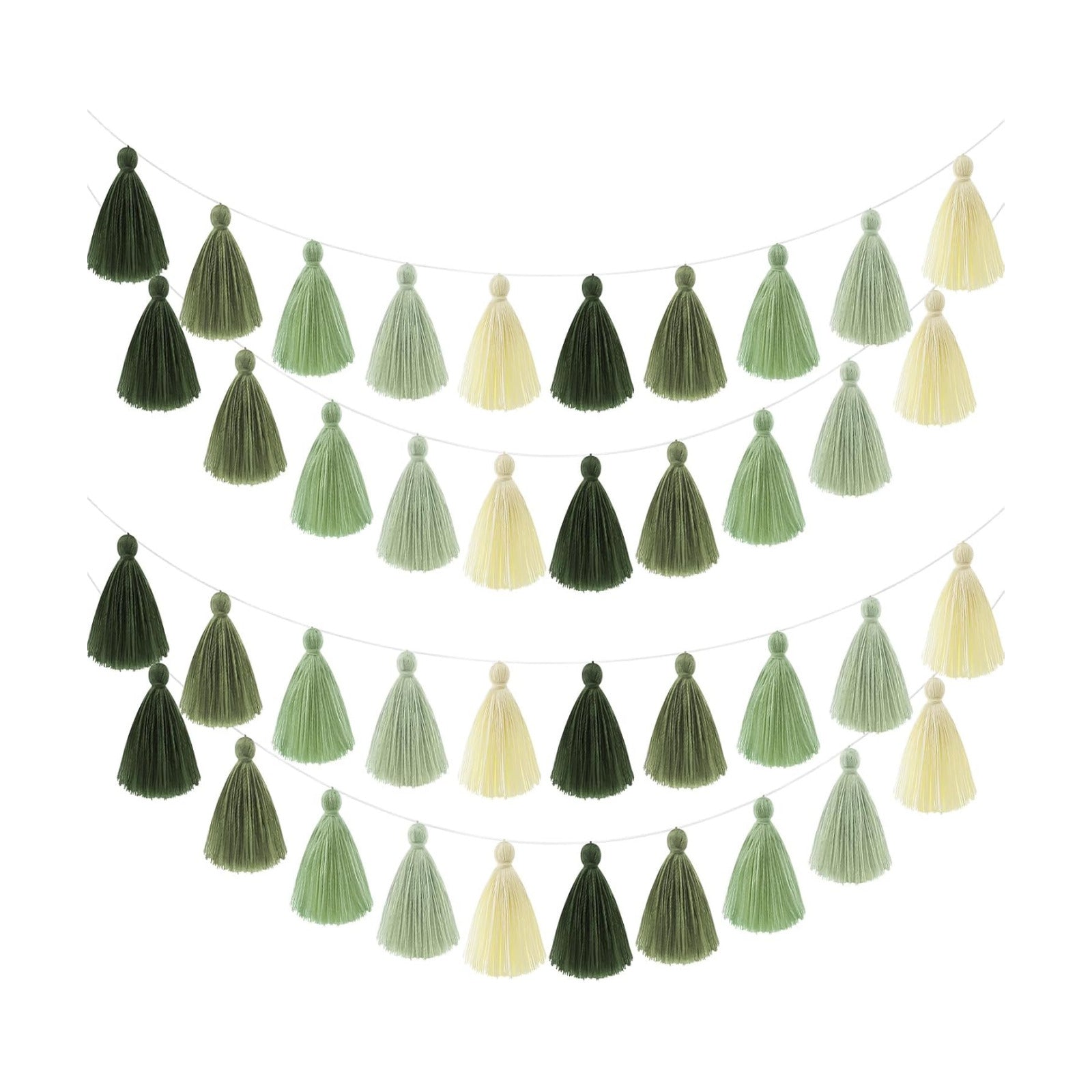 Tassel Garland Sage Green Forest Garland for Classroom Wall / 3.1 Inch / Green Colors / Set of 4