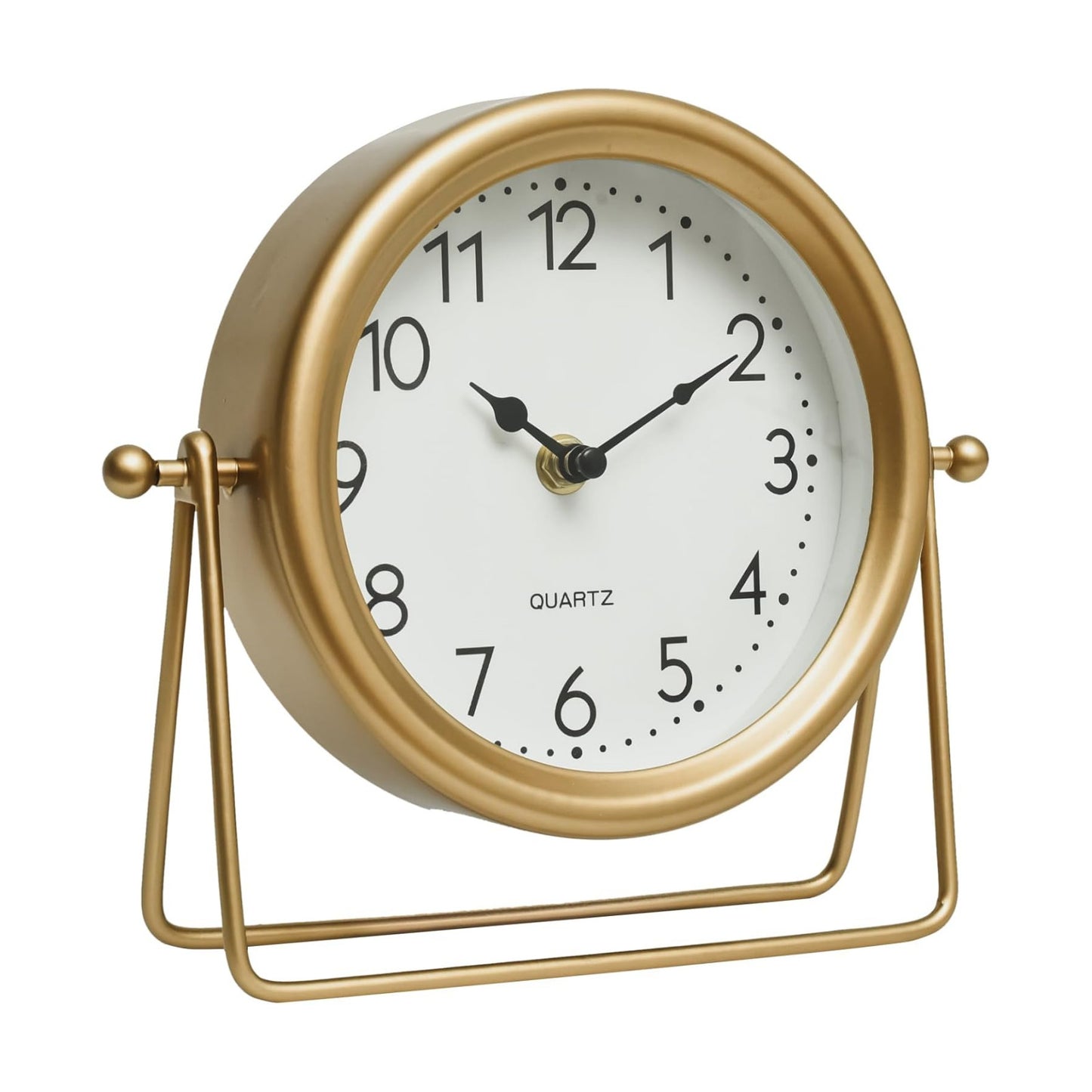 EMAX HOME Vintage Golden Table Clock - Elegant Battery Operated Office, Living Room, and Bedroom Clock with Minimalist