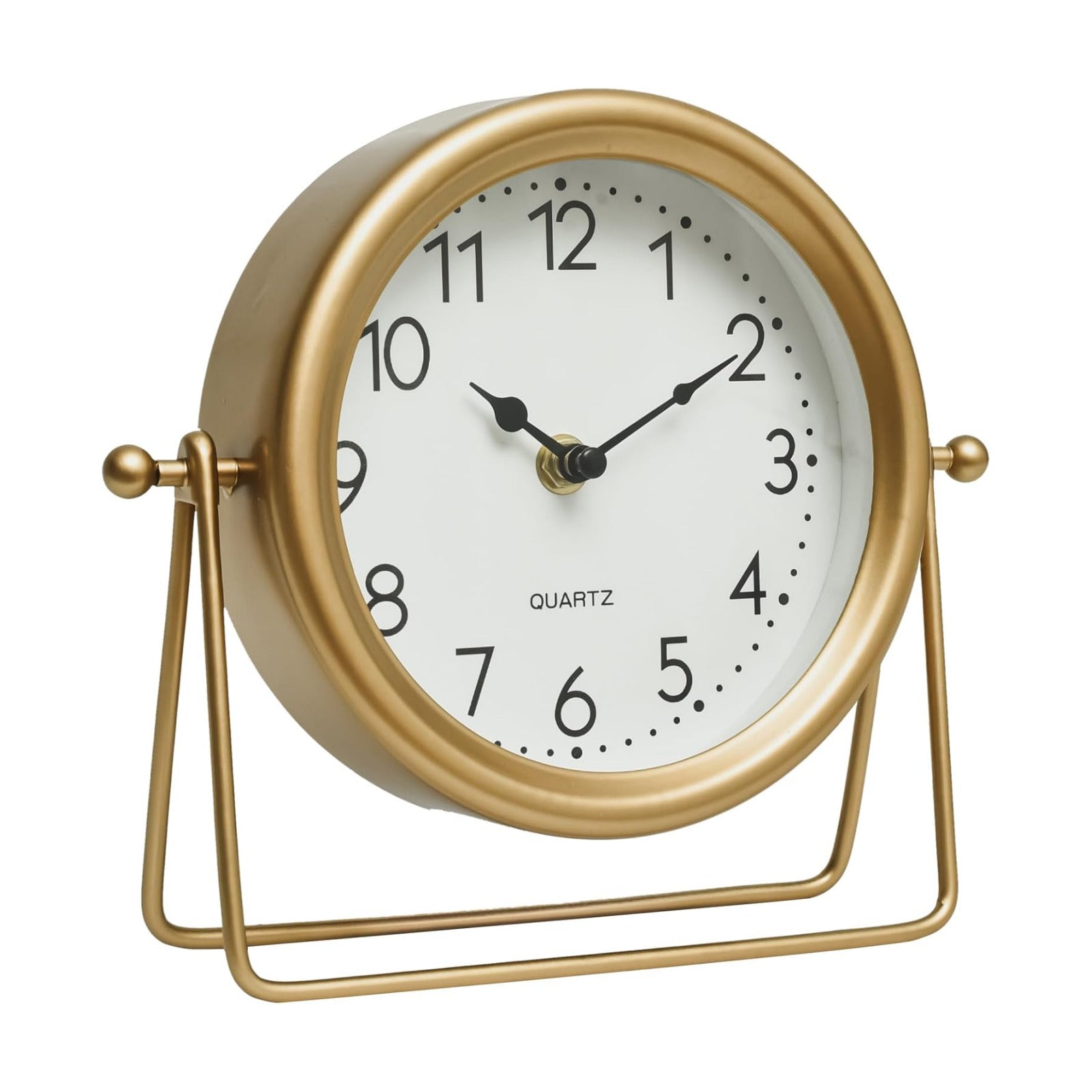 EMAX HOME Vintage Golden Table Clock - Elegant Battery Operated Office, Living Room, and Bedroom Clock with Minimalist