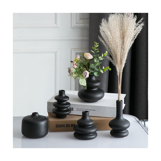 Small Ceramic Vase / Black / Set of 5
