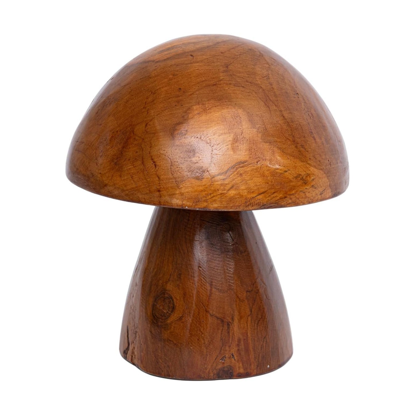 Boho Tabletop Figurine / Handmade Teak Wood Mushroom Decor Statue