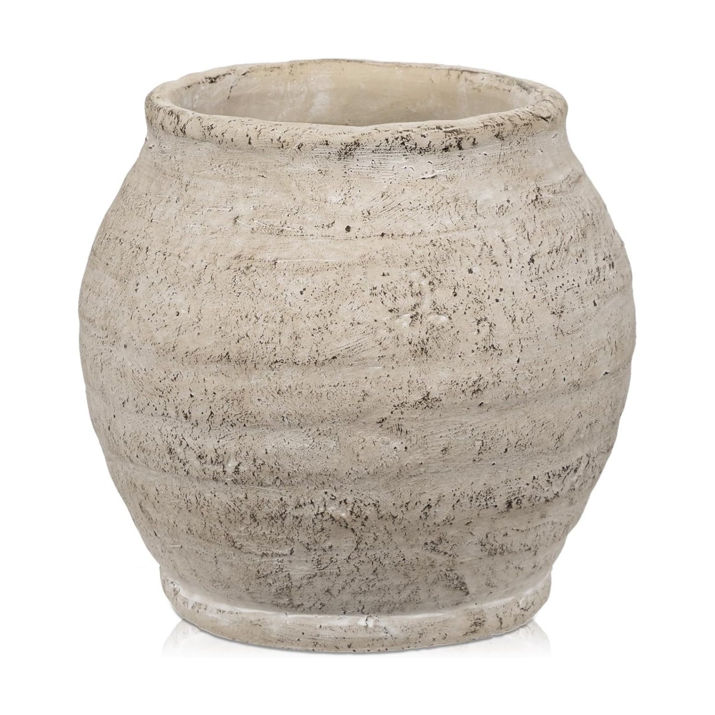 Rustic Vintage Ceramic Pottery Vase / 6.1'' Cream White