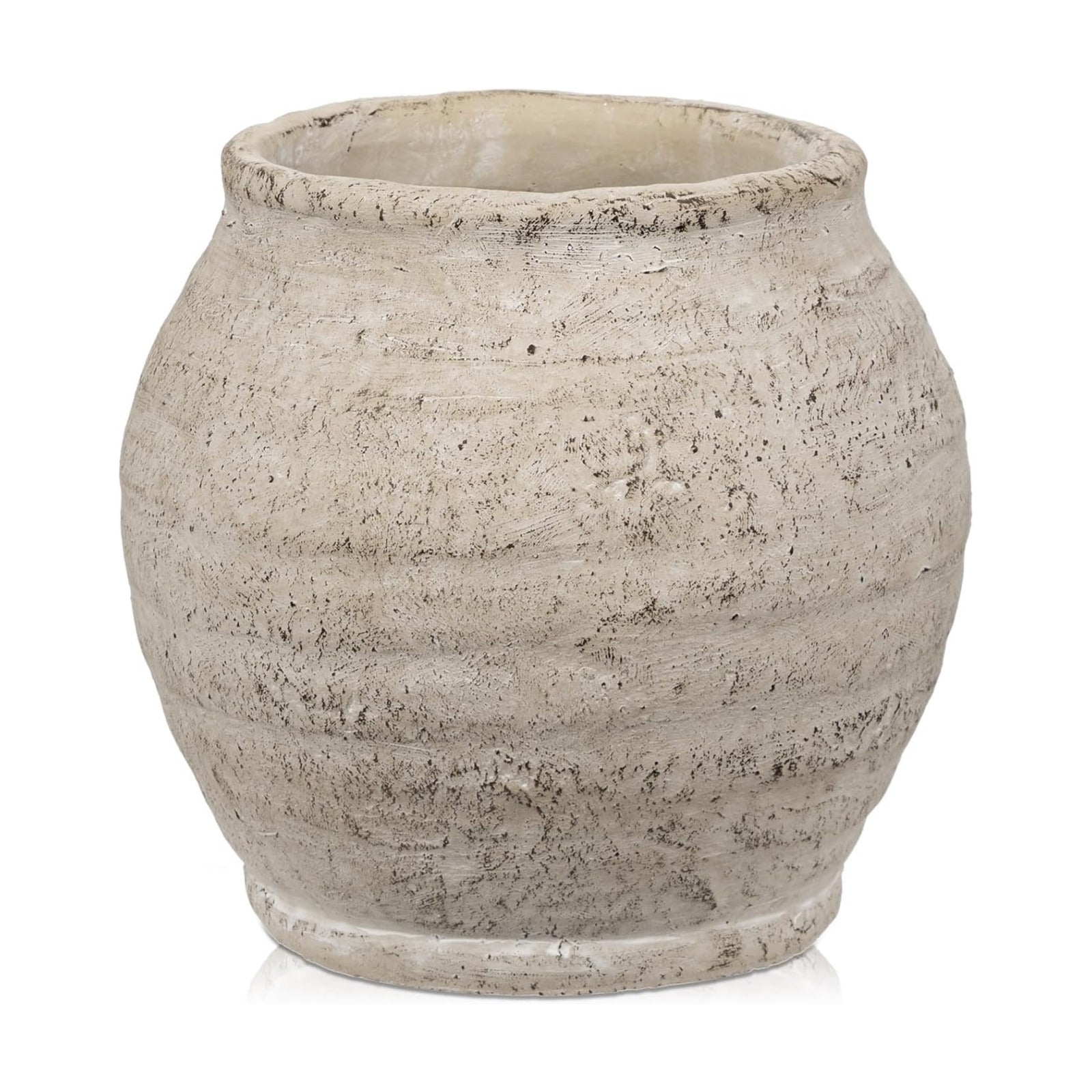 Rustic Vintage Ceramic Pottery Vase / 6.1'' Cream White