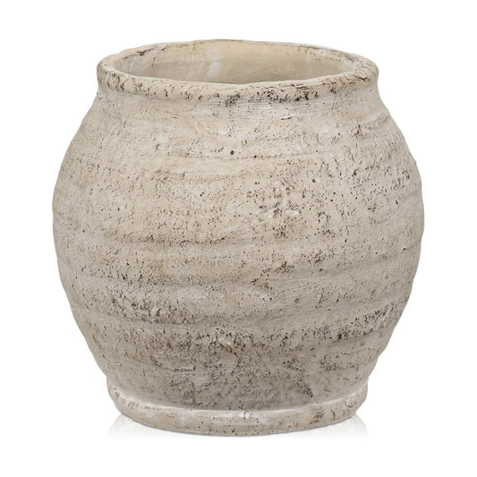 Rustic Vintage Ceramic Pottery Vase / 6.1'' Cream White