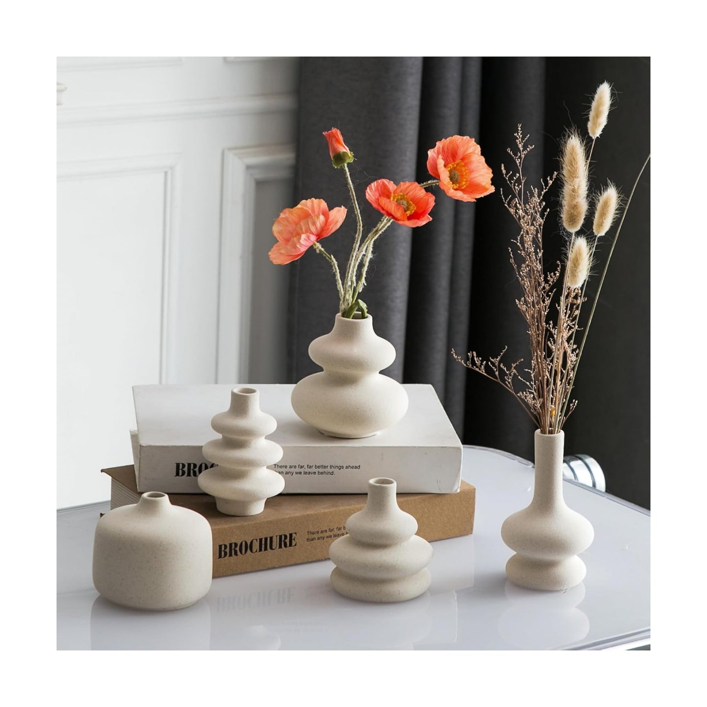 Small Ceramic Vase / White / Set of 5