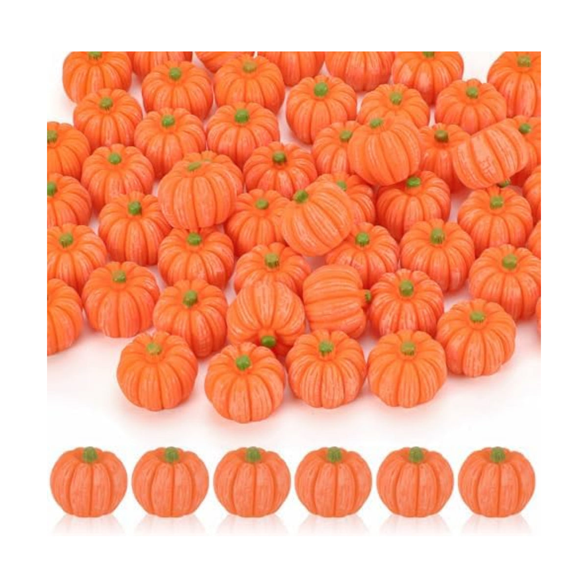 JUNEBRUSHS 50 Pcs Mini Pumpkins Fake Pumpkins Artificial Pumpkins Thanksgiving Ornaments for Vase Filler DIY Crafts Fall Halloween Party Supplies Home Table Decorations