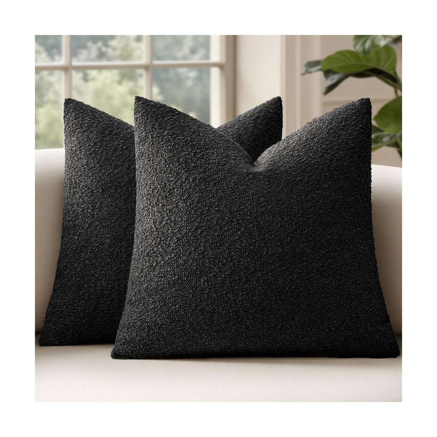 Decorative Pillow Covers / 18 x 18 / Black / Set of 2
