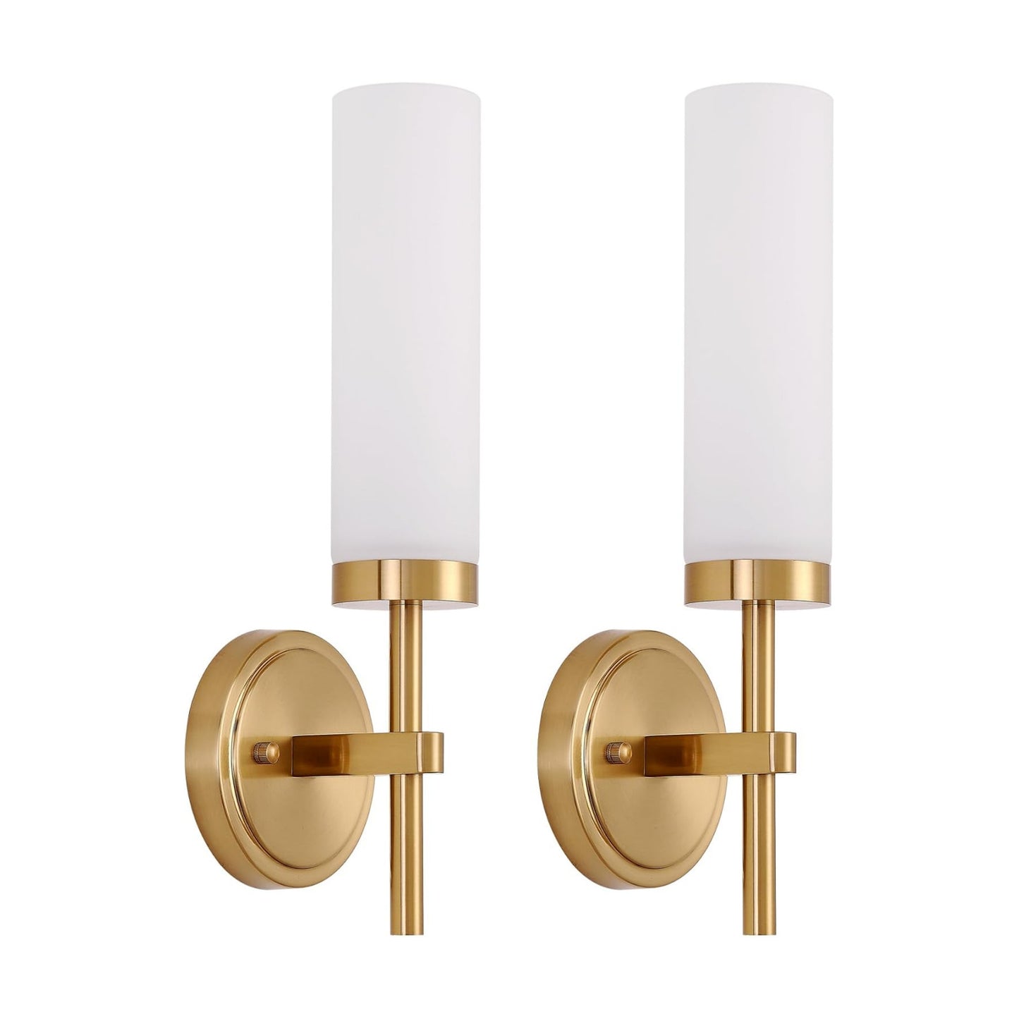 Wall Sconces Set of Two, Bathroom Sconces Wall Lighting LED Vanity Lights | Bulbs Included, Opal White Glass Shade