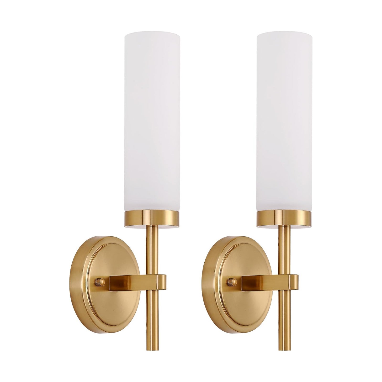 Wall Sconces Set of Two, Bathroom Sconces Wall Lighting LED Vanity Lights | Bulbs Included, Opal White Glass Shade