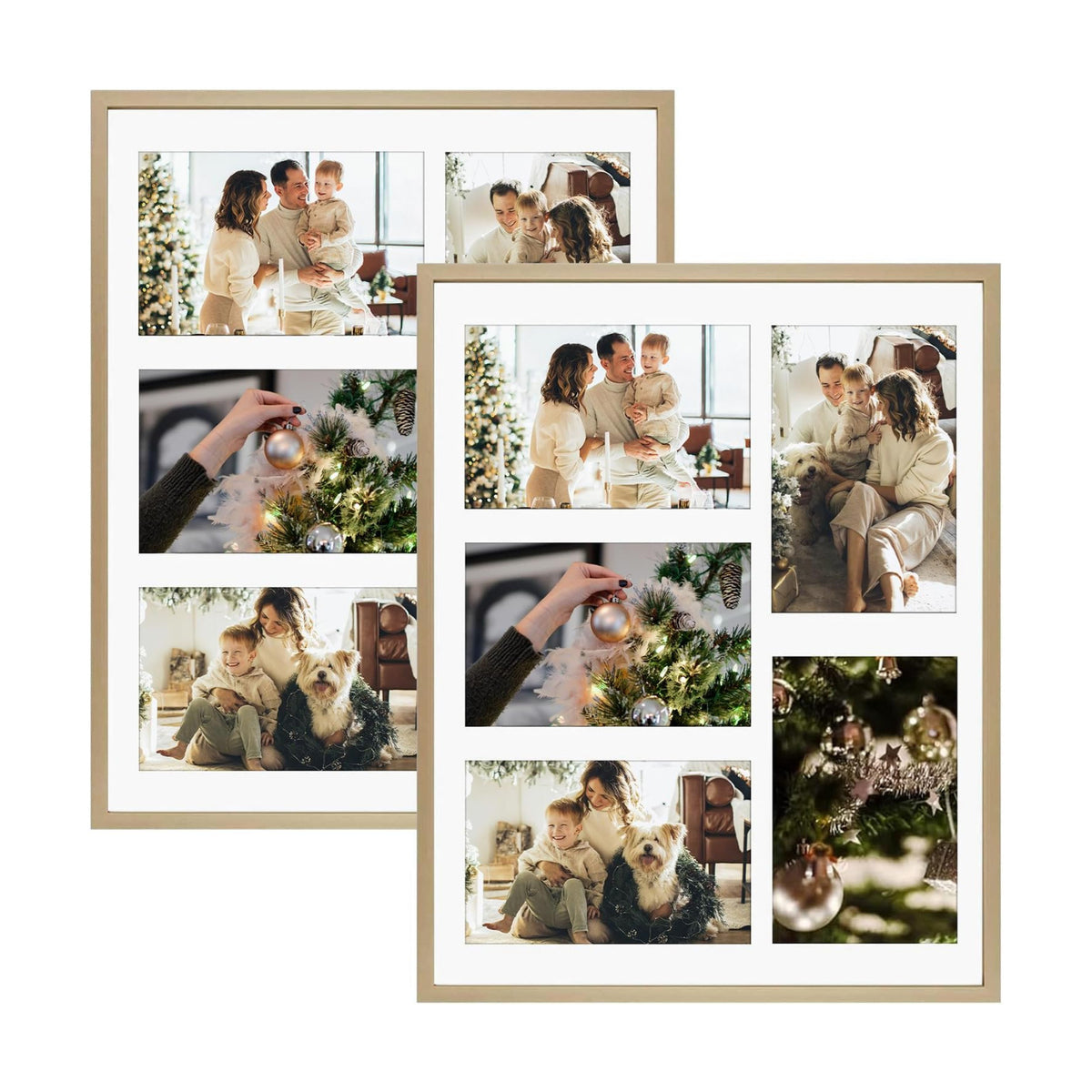 Golden State Art 11x14 Collage Frame w/Mat for 5 4x6 Photos Gold 2 Pack | Aluminum Picture Frame with Real Glass Front