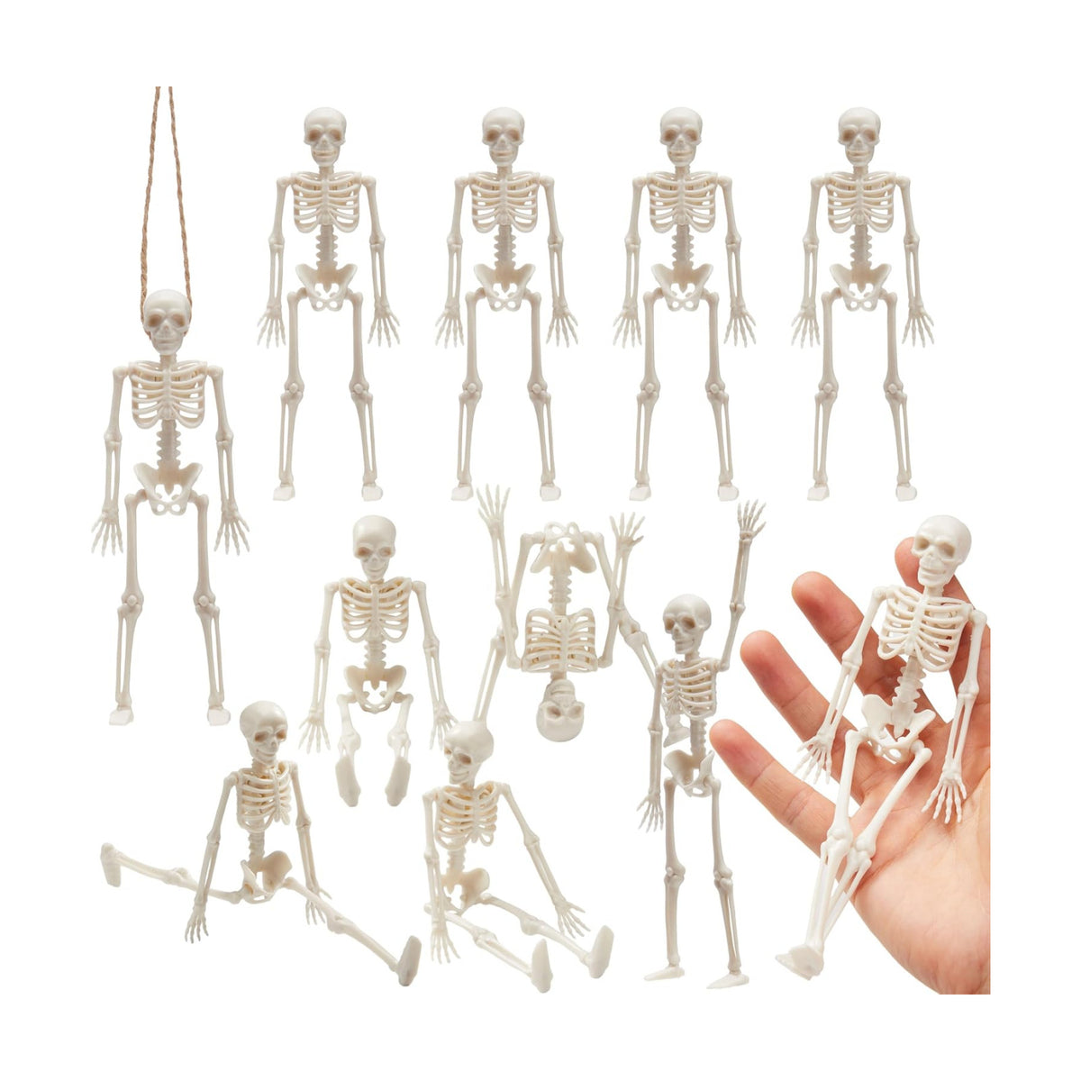 JOYIN 12 PCS 6” Small Skeletons Halloween Decorations Mini Skeleton Figurines for Craft Haunted House Accessories Trick-or-Treaters Party Favors Graveyard Decorations
