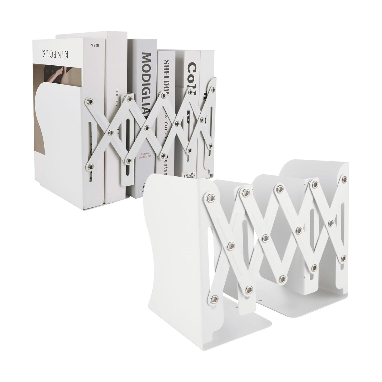 Expandable Metal Book Holder / White / Set of 2