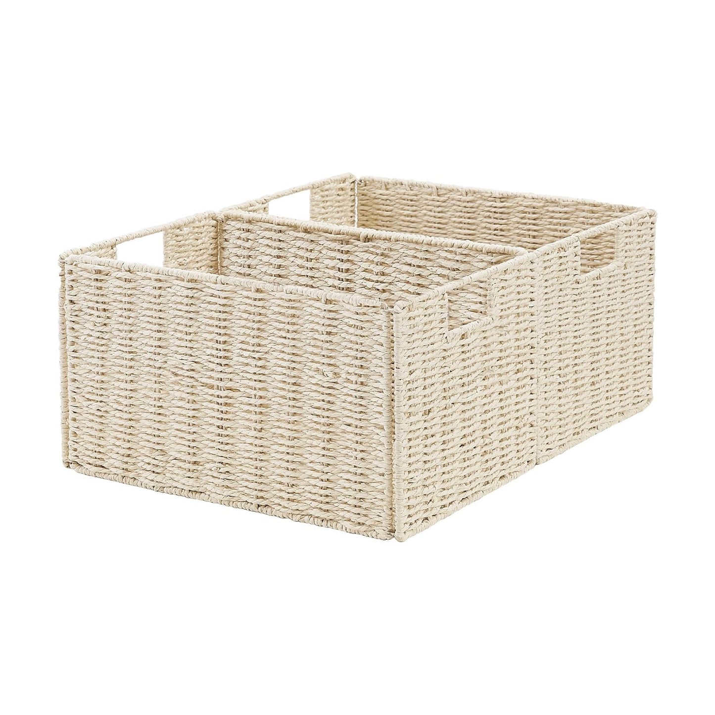 Wicker Storage Basket / Beige / 15.2"D x 10"W x 8.6"H / Set of 2