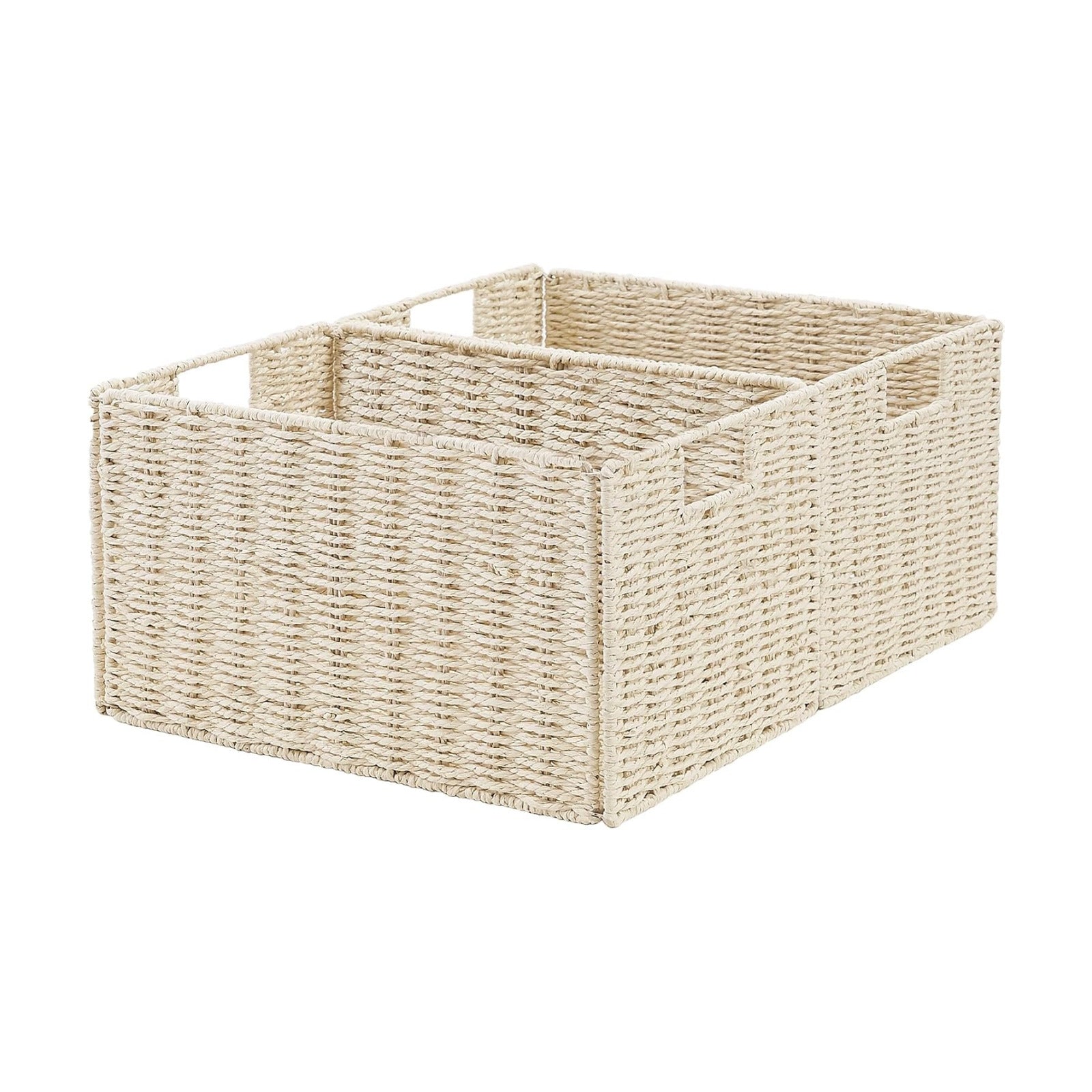 Wicker Storage Basket / Beige / 15.2"D x 10"W x 8.6"H / Set of 2