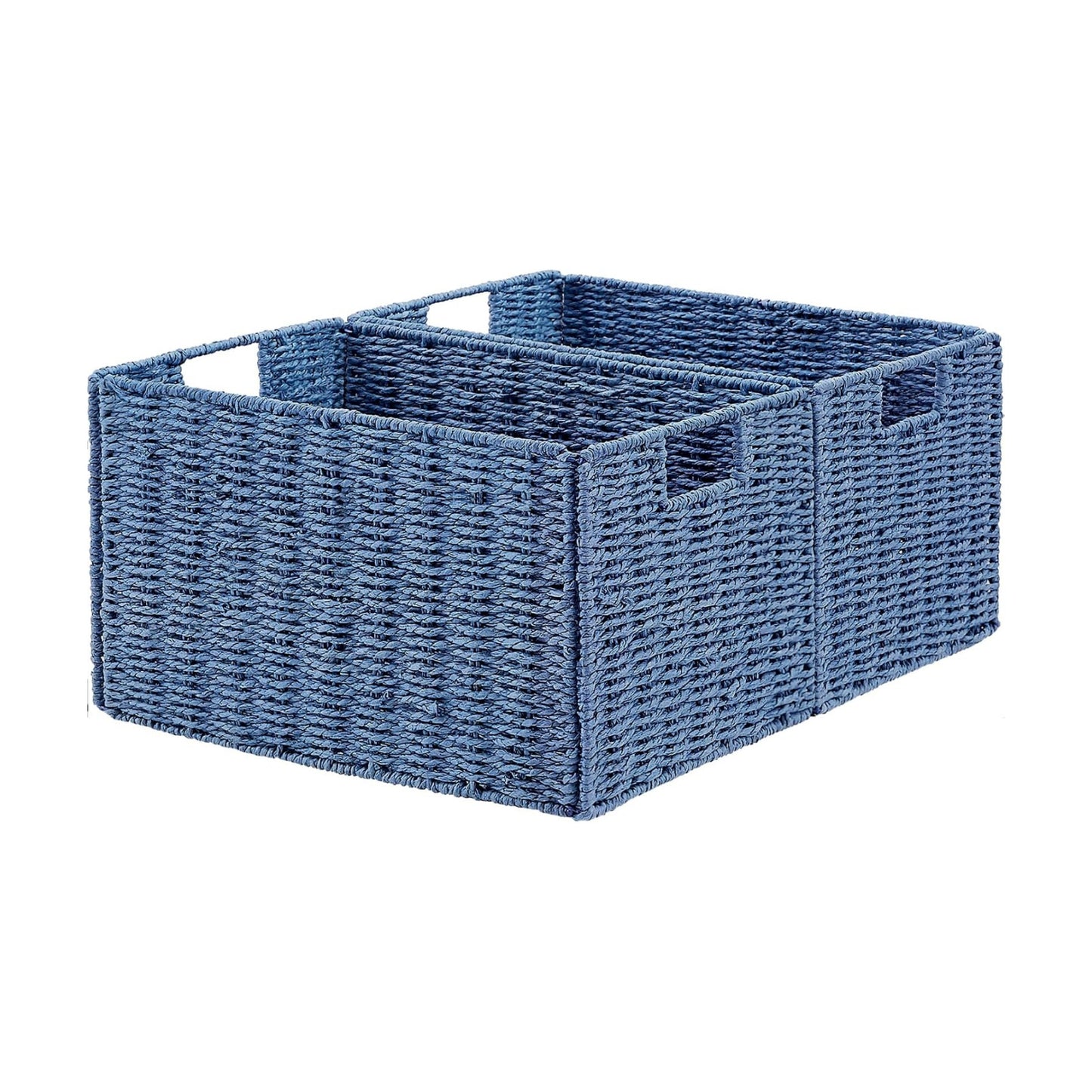 Wicker Storage Basket / Blue / 15.2"D x 10"W x 8.6"H / Set of 2